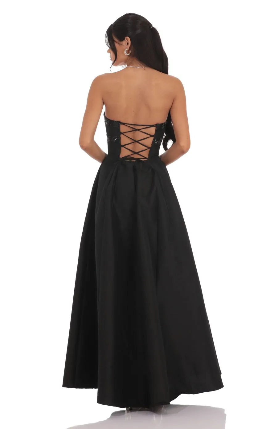 Beautiful A-Line Strapless Neck Sleeveless Lace Up Floor-Length Prom Dress